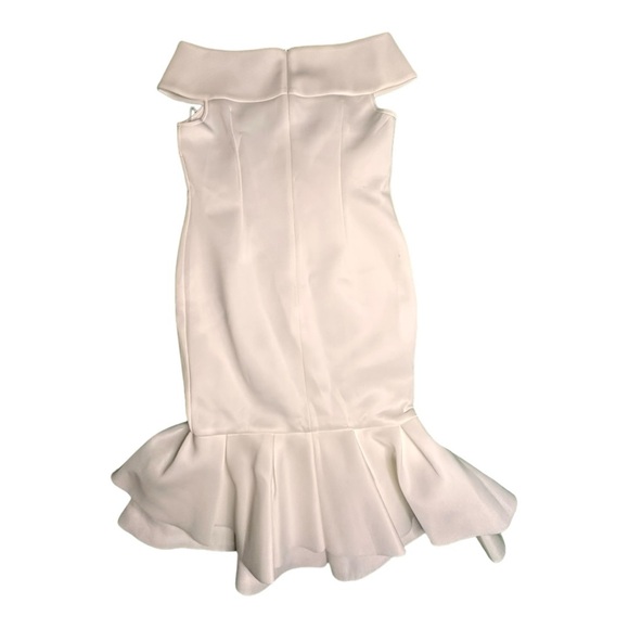 Formal White Dress with Floral design on 1 Side - Picture 2 of 3